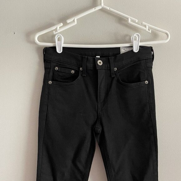 Rag & Bone Women SZ 26 Black Dark Wash Ankle Skinny Raw Hem Denim Jeans - Picture 4 of 13